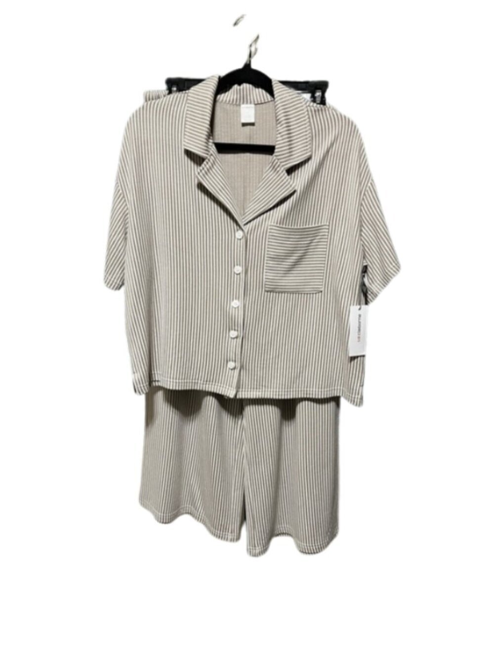 Liz Claiborne Pajamas NWT Striped Short Sleeve Button-up Wide Leg Cropped Large